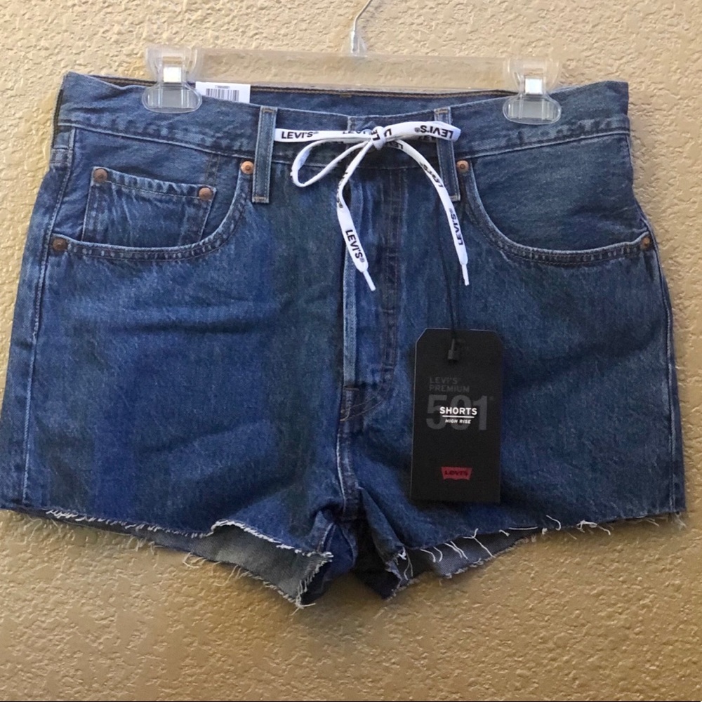 Levi’s 501 high rise logo drawstring shorts